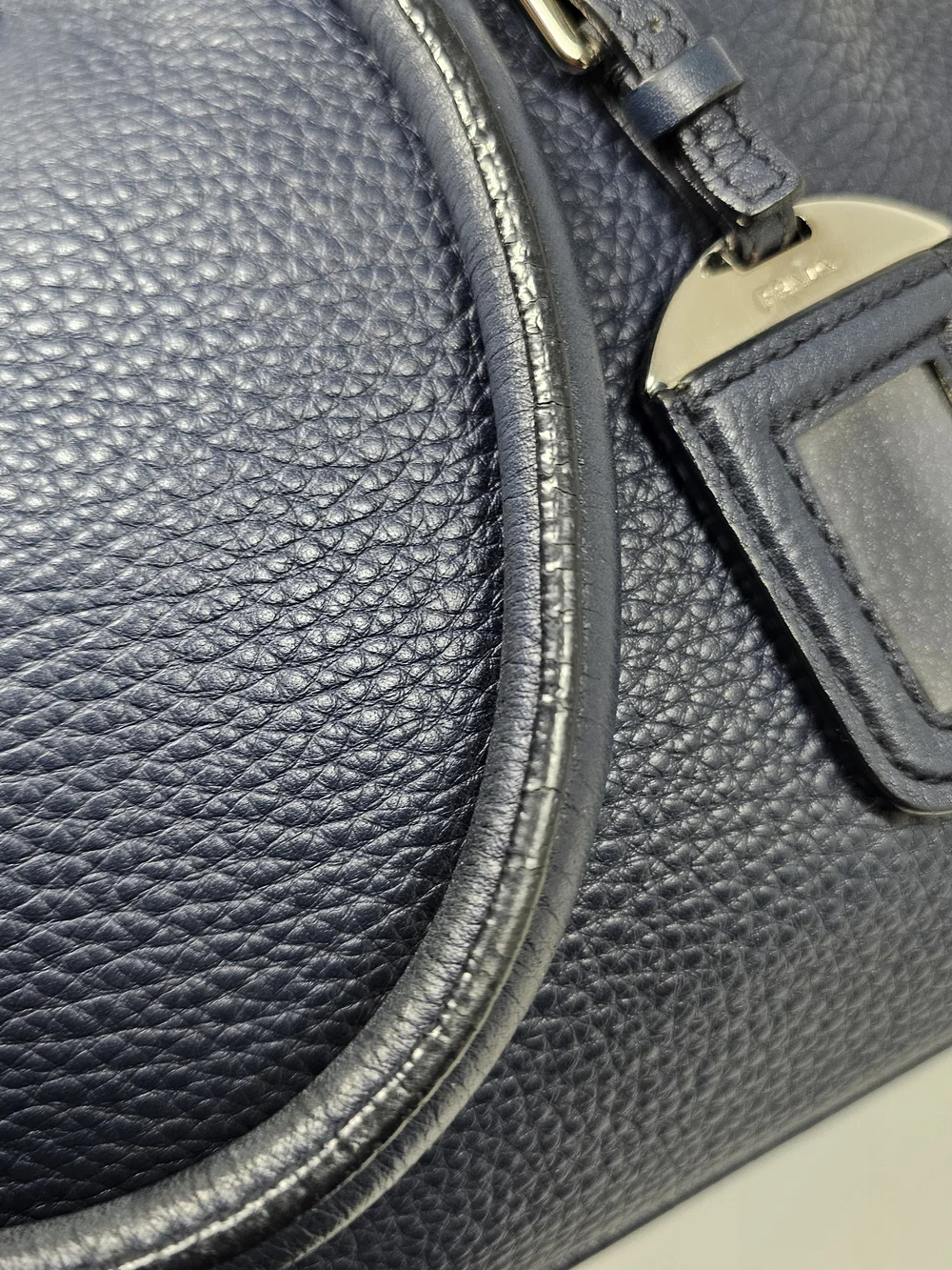 Prada Navy Leather Tote Bag